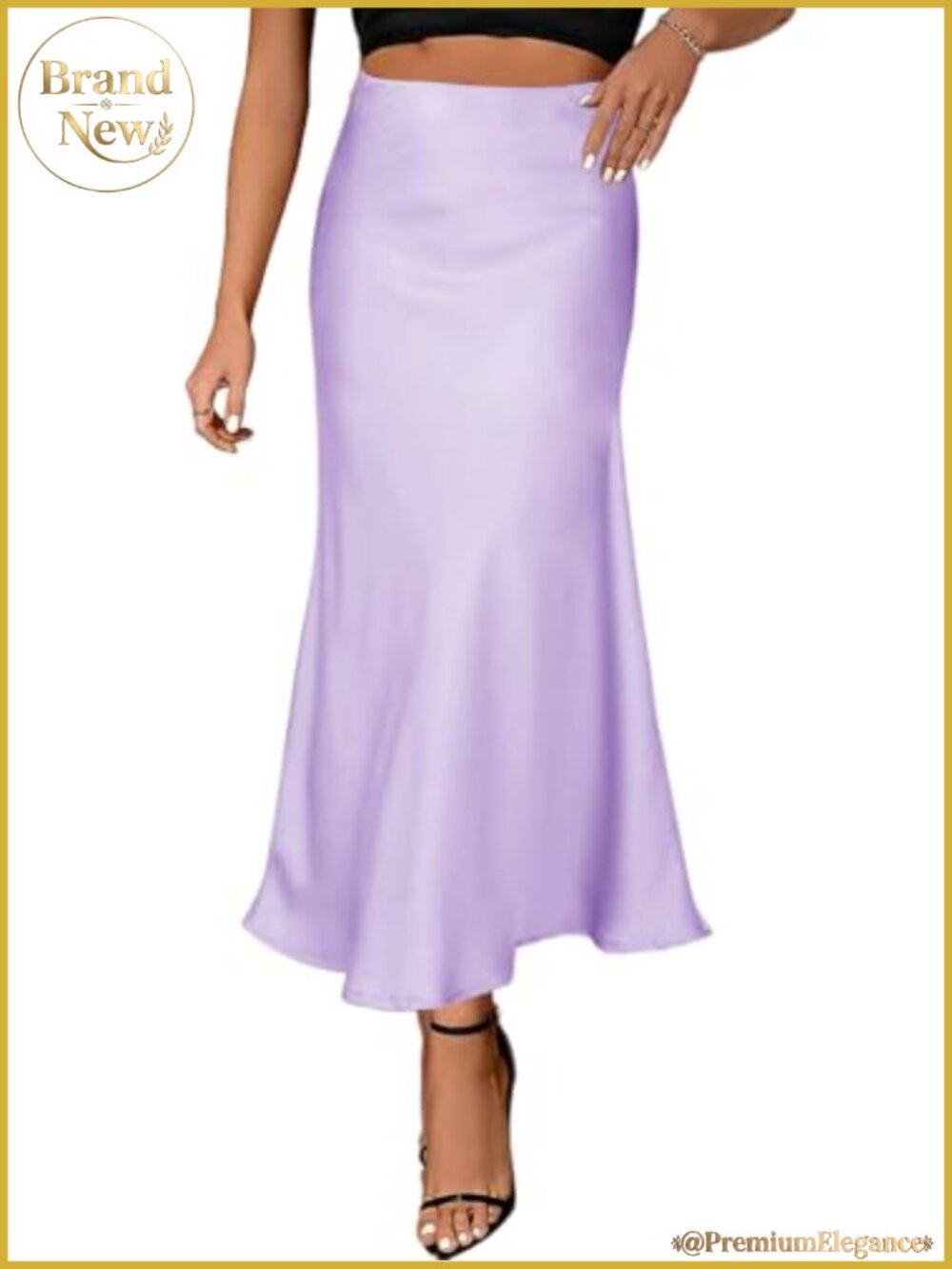 High Waist A-Line Maxi Skirt in Silk Satin Fabric